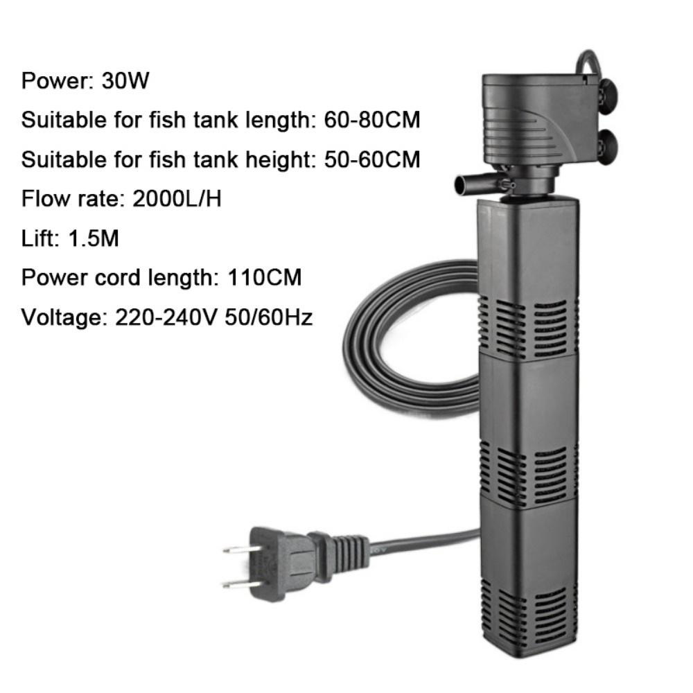 Fish Tank Filter Pump - 3-in-1-Aquariumfilter aus Kunststoff, Filtration 4/6/12/20/30 W,